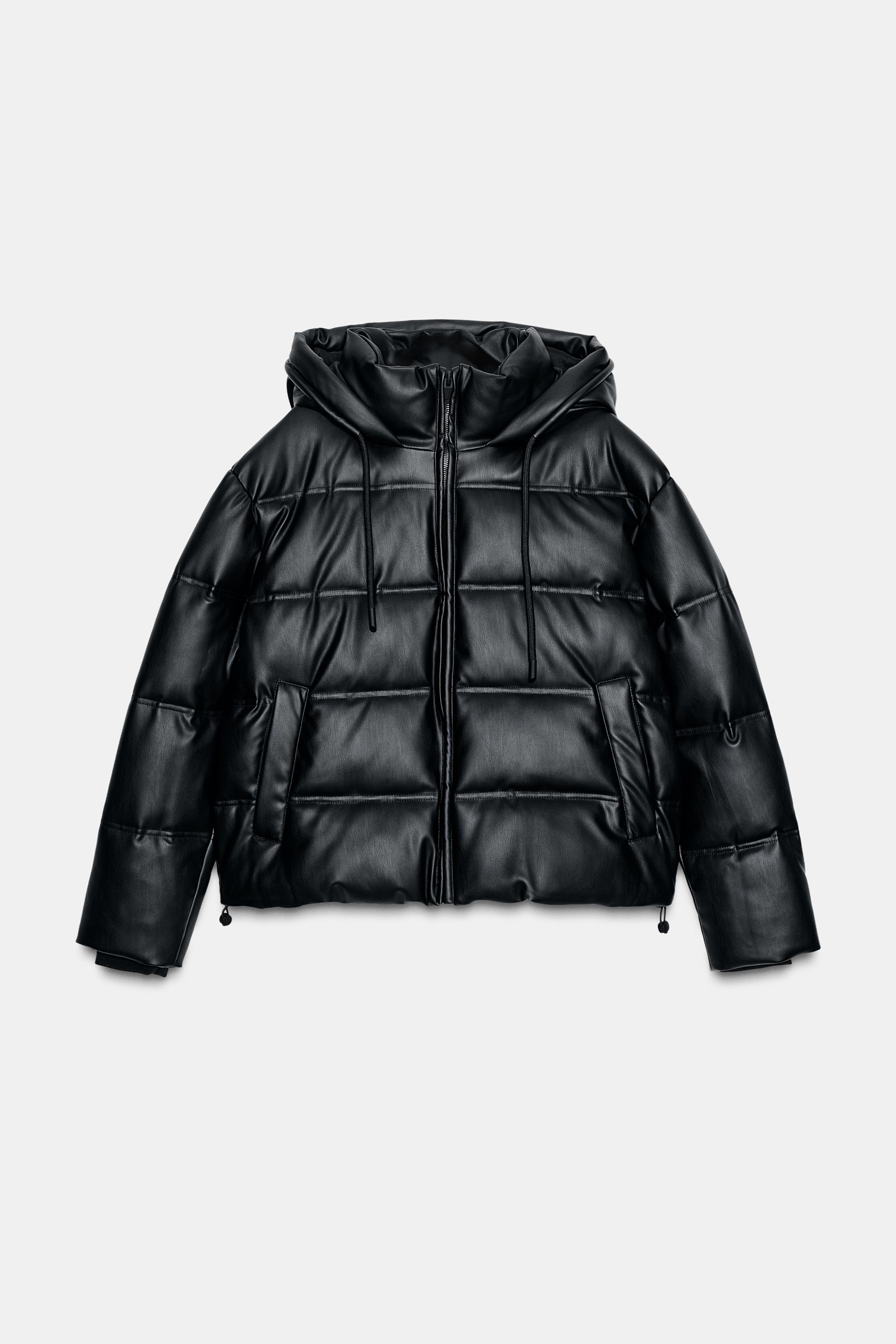 WATER REPELLENT WINDPROOF FAUX LEATHER PUFFER ANORAK